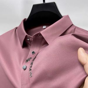 2024 Mode Nieuwe Heren Polo's Ijs Zijde Borduren Polo Shirt Zomer Revers Elasticiteit T-shirt Koreaanse Korte Mouw Business Casual Mannen kleding
