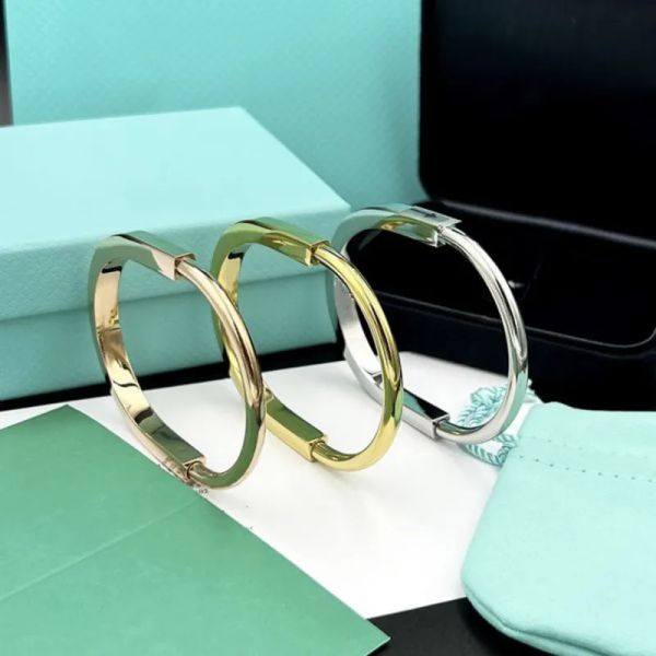 2024 Moda Nuevo Brazalete de acero de titanio Diseñador Pulsera de bloqueo Pulseras de oro rosa para mujer Joyería con bolsa Diseñador de pulseras para mujeres