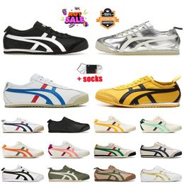 2024 Mode Onitsukass Designer Casual Shoes Tiger Mexico 66 damesheren Brand Trainers Witblauw Red Silver Gold Tigers Vintage Leather Canvas Sports sneakers