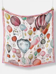 2024 Mode Roze Hot Balloon Dames Decoratieve Kleine Zijden Vierkante Dames Casual Decoratieve Sjaal