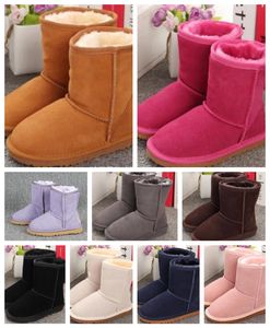 2024 Fashion Real Boots Australian Kid Gar garçons Girls Enfant Coton solide Coton Broidre