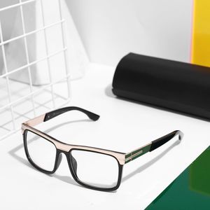 2024 Lunettes de soleil de mode pour hommes et femmes Lunettes de soleil carrées élégantes Miroir plat noir Miroir optique noir brillant Monture myopie Lunettes foncées