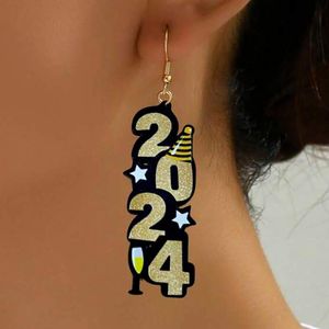 Boucle d'oreille en acrylique pour femmes, décorations de fête du nouvel an, de noël, pour adultes, dame et fille, pendentifs d'oreille, accessoire de robe, cadeau de fête du père noël, fournitures de fête, ornement, 2024