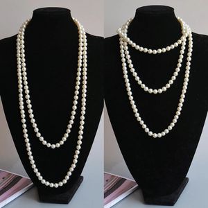 2024 Fashion Women Jewelry Pearl Bead Necklace Long Sweater Chain For Dress Accessories Gift Girl Mother 231227