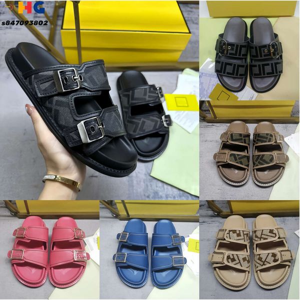 2024 Fashion Women Men Sandal Designer Luxury Lady Gentlemen Colorful Canvas Letter Anatomic Leather Diapositiva 6 Modelo de estilo 35-45