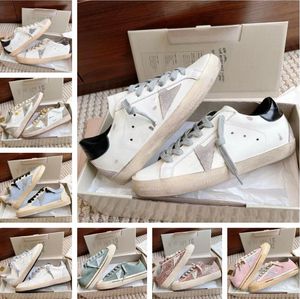 2024 Mode Femmes Hommes Designer Casual Chaussures Mid Star Blanc Noir Argent Glitter Rose Daim Baskets En Cuir Vintage Italie Marque Plate-Forme À La Main Baskets