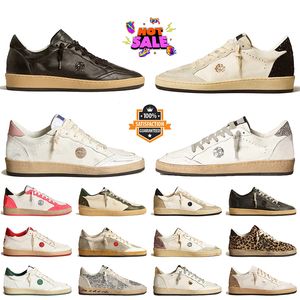 Luxe Daim Cuir Tige Designer Ball Star Chaussures Femmes Hommes Casual Vintage Baskets Plates Argent Métallisé Glitter Léopard Poney Plate-Forme Baskets De Sport Taille 35-46