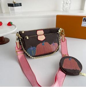 2024 Mode YK Pumpkin Series Sacs Femmes 3pcs Set Multi Sac à main Bandoulière Messenger Cross Body Femme Embrayage Bourse POCHETTE ACCESSOIRES Fleur Croe