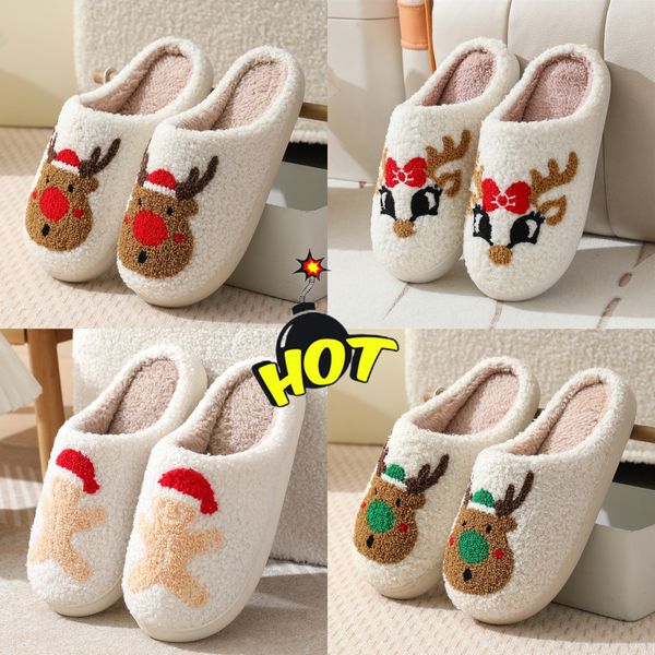 2024 Moda Positiva Alta Calidad Invierno Mujeres Smiley Zapatillas Fluffy Piel Sintética Sonrisa Cara Hogar Zapatos Suaves Para Interior Mujer Diapositivas Al Aire Libre GAI