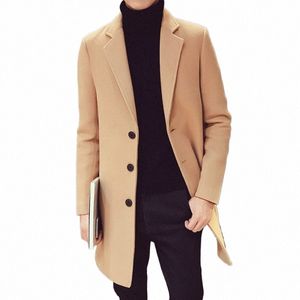 2024 Fi Hommes Laine Mélanges Hommes Casual Busin Trench Coat Hommes Loisirs Pardessus Mâle Style Punk Mélanges Manteaux De Poussière Vestes j7Ga #