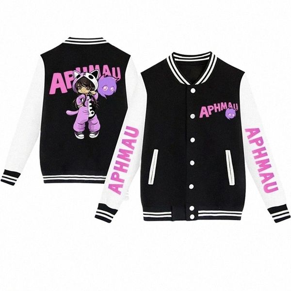 2024 Fi Nuevas chaquetas Aphmau Imprimir Kawaii Chaqueta de béisbol para hombres y mujeres Anime Streetwear Tops Hip Hop Outwear N5DN #