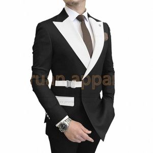 2024 Fi Pak Set Voor Mannelijke Verjaardagsfeestje Elegante Outfits Formeel Banket Aangepaste Klassieke Piekte Revers Blazer Broek 2 Stuks w0Xj #