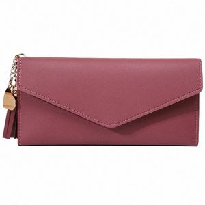 2024 Fi Mujeres Carteras Monederos con cremallera simple Negro Blanco Gris Rojo Lg Secti Cartera de embrague Suave PU Cuero Mey Bag V5V8 #