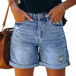 2024 Fi Femmes Denim Shorts Pantalons Poche Femme Trou Bas Sexy Jeans Casual Pantalons Denim Mer Femmes Denim Shorts S7qI #