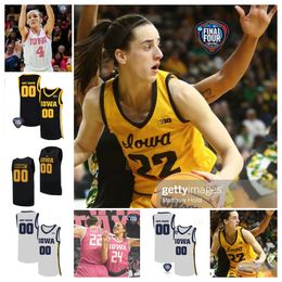 2024 Final Four 4 Jersey Iowa Hawkeyes Basketball NCAA College #1 Molly Davis #2 Taylor McCabe #3 Sydney Affolterh #4 Kylie Feuerbach #13 Kennise Johnson #22 Caitlin Clark