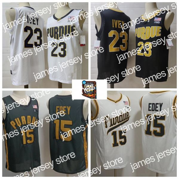 2024 Final Four 4 Patch Jersey Purdue Boilermakers Basketball NCAA College 15 Zach Edey 23 Jaden Ivey.Custom tout nom Contactez-nous.