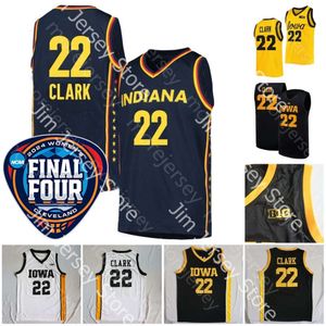 2024 Final Four Jerseys 4 Women College Indiana Caitlin Clark Basketball Iowa Hawkeyes 22 Jersey NCAA Black White Yellow Men Men Jeugdmaat S-3XL