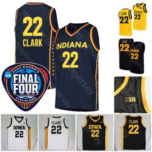 2024 Final Four Jerseys 4 Women College Indiana Caitlin Clark Basketball Iowa Hawkeyes 22 Jersey NCAA Noir blanc Navy Navy Men de la jeunesse S-3XL