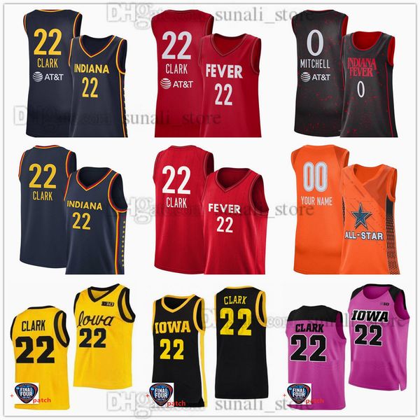 2024 Final cuatro mujeres Jerseys de baloncesto Iowa Hawkeyes 22 Caitlin Clark 3 Sydney Affolter Hannah Stuelke 20 Kate Martin Draft Pick No.1 Indiana Fiebre 0 Kelsey Mitchell