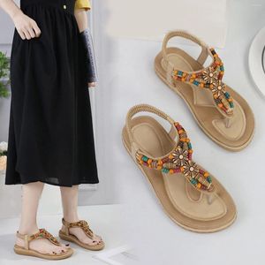 2024 Flat Casual Summer Ladies Sandalen schoenen Kralen slip op Sandalias Fashion Flip-Flop Roman For Women Chaussure 71 Fashi