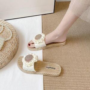 2024 Bloem 876 Slippels Vrouw Schoenen Flat Low Slides Shale vrouwelijk strand Pantofle Designer Summer Sabot Basic Pu F 61