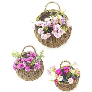 2024 Flower Planter Wandhangende rieten rattam mand Garden Vine pot plantenhouder Plant Hanger geweven mand wanddecor Zeker, hier zijn 3