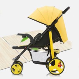 2024 Vouwen Baby Children's Four Wheels Stroller Lichtgewicht draagbare, bewaarbare liggende schok van de wielen geabsorbeerd Handcart L2405