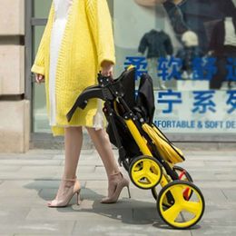 2024 Vouwen Baby Children's Four Wheels Stroller Lichtgewicht draagbare, bewaarbare liggende schok van de wielen Gebsorbeerd Handcart F24528 L2405