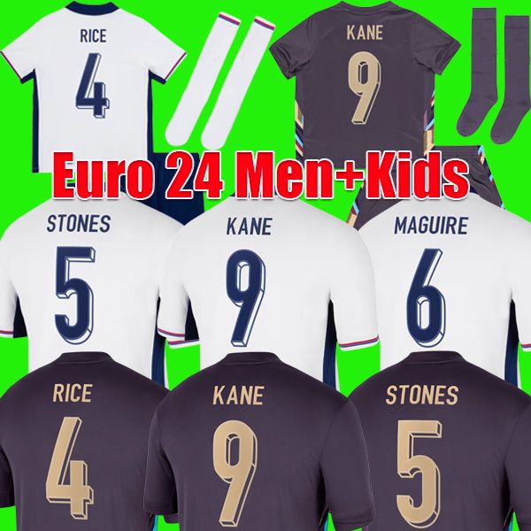 Inglaterra Euro 2024 Camisa de fútbol Bellingham Jerseys Saka Foden Rashford Sterling Grealish National Football Shirt Kit Kit Kits Inglaterra Equipo Kane