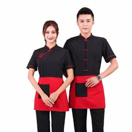 2024 Free Ship Work Vêtements Rétro Hôtel Serveur Uniforme Chinois Traditionnel Restaurant Workwear Pas Cher Tea House Uniformes q9sF #