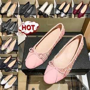 Ballet Flats Designer Casual schoenen Dames kledingschoenkanalen Hakken puntige teen sandalen stof dames loafers stiksel lambskinehuide dia's boog luxe glijbaan loafer loafer