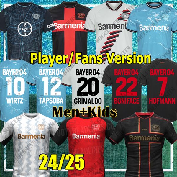 Campeón Bayer Leverkusen Jerseys 23 24 25 Men Kids Kit Wirtz Leverkusen Trikot Paulo Schick Camisa de fútbol Bayer Bayern Trikot Camiseta del Bay Leverkusen Soccer