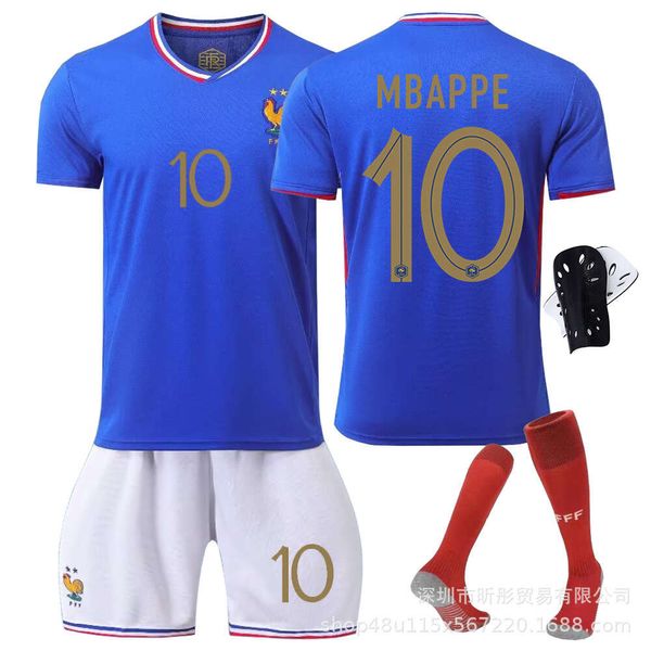 2024 Home French Blue 10 Mbappe 9 Kit de fútbol de Giroud Childrens para hombres y mujeres