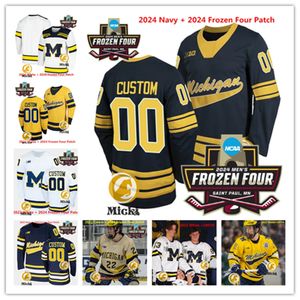 2024 Frozen Four Michigan Wolverines Hockey Jersey Josh Norris Custom Will Lockwood Nicholas Boka Luke Martin Jake Slaker Joseph Cecconi Stiched Michigan Jerseys