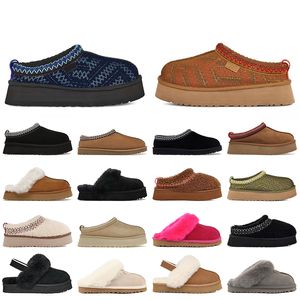 2024 Bont Designer Tazz Slippers Platform Mosterdzaad Roze ugh Tasman Slippers Dames Heren Kastanje Slides Suède Loafers Schoenen Australische Laarzen Winter Sneeuwlaarzen