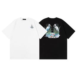 2024 FW Streetwear Men's’s Designer T-shirt Amirir Shirt Bone Crane Pigeon Lettres imprimées Tee Casual High Street Street et femmes Unisexe T-shirts de mode lâche S-XL