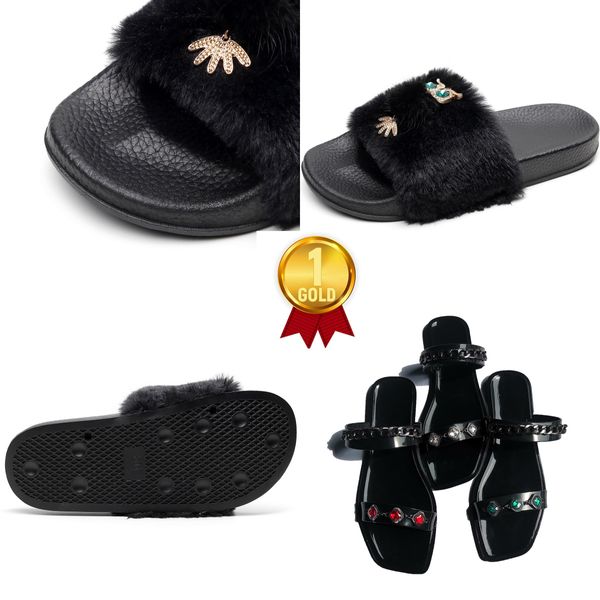 2024 GAI Pantoufles de créateur Noir Or Sandales à talons d'été pour femmes Qualité Pantoufles en peluche élégantes Pantoufles imprimées Pantoufles plates Sandales plates classiques de plage 36-41