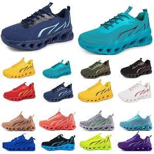 2024 Gai Spring Men schoenen Running Flat Shoes Soft Sole Bule Gray Nieuwe modellen Mode Kleur Blokkering Sport Big Size A1