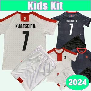 2024 Georgia Kids Kit Soccer Jerseys Nationaal Team Kvaratskhelia Zivzivadze Kvilitaia Chakvetadze Home Away Football Shirts Child Uniforms