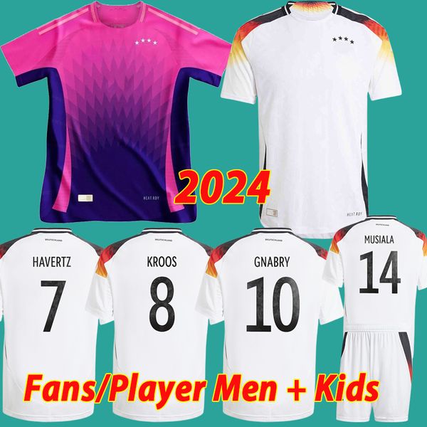 2024 Alemania camisetas de fútbol HUMMELS KROOS GNABRY WERNER DRAXLER REUS MULLER GOTZE Fans Versión del jugador Copa de Europa camisetas de fútbol Hombres niños kit Alemania Uniformes