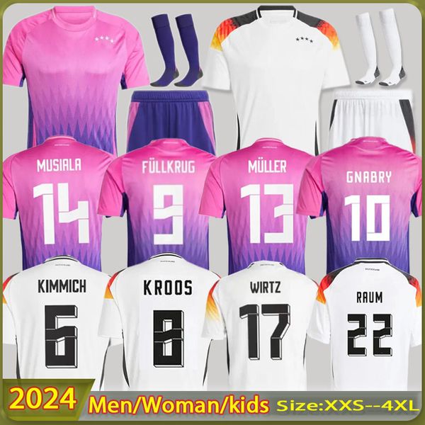 2024 Jerseys de fútbol de la Copa Europea de Germanys Hummels Kroos Gnabry Werner Draxler Reus Muller Gotze Football Shirt Men Mujeres Versiones de jugadores Versiones para niños Kits