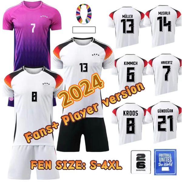 2024 Germanys Hummels Gnabry Football Shirt Kroos Werner Draxler Reus Muller Gotze Mens and Womens Childrens Fan Set Player Edition Home and Away Allemagne Taille M-4xl