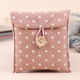 2024 Girl Polka Dot Cotton Linnen Sanitair Pad Pouch Tante handdoektas Pouch Cosmetica Organisator Storingszak Sanitaire pad Pouch Organizer