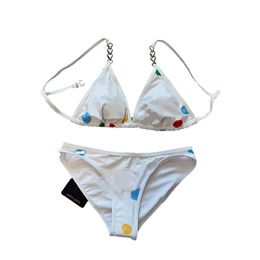 2024 meisjes strandkleding zomer gekleurde stippen merk zwempak bikini designer sexy bikini twee stukken badpak bodysuit spa zwembad party badpak