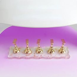 2024 Gold Foil Nail Stand Press en suministros que muestran estantes Paleta de base falsa Paleta de lápiz Tablero de arte Conjunto de arte 1. Pantalla de uñas de aluminio de oro