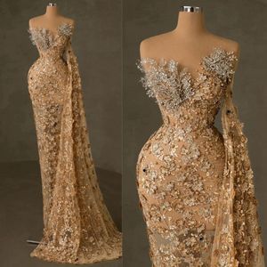 2024 Gold Prom Black Women belde avondjurken Elegante kralen Lace Pearls Decorated Birthday Dress For Special OCNS Vestido de Sorrie AM630 407