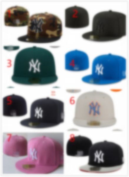 2024 Bonne Mode 36 Couleurs Classique Équipe Bleu Marine Couleur Sur Terrain Baseball Ajusté Chapeaux Rue Hip Hop Sport York Conception Complètement Fermée NNYY Casquettes H5-3.15