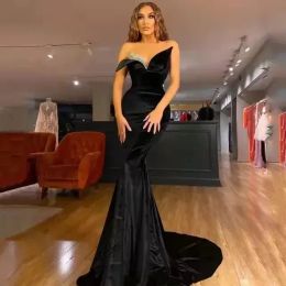 2024 Prachtige Zwarte Zeemeermin Avond Sexy Pailletten Sweetheart Prom Dresses Saudi Arabië Dubai Stijlvolle Formele Ocn Gown Vestidos Bc18421