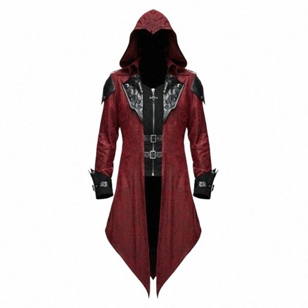 2024 Gothique Assassin Cosplay Médiéval Homme Streetwear Vestes à capuche Costume d'extérieur Edd Assassins Creed Halen Costume 548 L7dI #