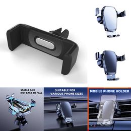 2024 Téléphone de voiture Gravity Carte Air Vent Clip Mobile Mot Mount Stand Auto GPS Navigation Smartphone Bracket pour iPhone 14 Samsung Huawei